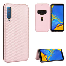 Load image into Gallery viewer, Carbon Fiber Texture Magnetic Horizontal Flip TPU + PC + PU Leather Case with Rope &amp; Card Slot, For Samsung Galaxy A01, For Samsung Galaxy A7(2018) / A750, For Samsung Galaxy A20s, For Samsung Galaxy A21(Eurasian Version), For Samsung Galaxy A31       ...