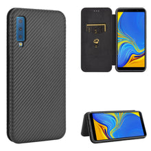 Load image into Gallery viewer, Carbon Fiber Texture Magnetic Horizontal Flip TPU + PC + PU Leather Case with Rope &amp; Card Slot, For Samsung Galaxy A01, For Samsung Galaxy A7(2018) / A750, For Samsung Galaxy A20s, For Samsung Galaxy A21(Eurasian Version), For Samsung Galaxy A31       ...