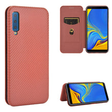 Load image into Gallery viewer, Carbon Fiber Texture Magnetic Horizontal Flip TPU + PC + PU Leather Case with Rope &amp; Card Slot, For Samsung Galaxy A01, For Samsung Galaxy A7(2018) / A750, For Samsung Galaxy A20s, For Samsung Galaxy A21(Eurasian Version), For Samsung Galaxy A31       ...