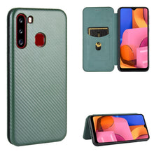 Load image into Gallery viewer, Carbon Fiber Texture Magnetic Horizontal Flip TPU + PC + PU Leather Case with Rope &amp; Card Slot, For Samsung Galaxy A01, For Samsung Galaxy A7(2018) / A750, For Samsung Galaxy A20s, For Samsung Galaxy A21(Eurasian Version), For Samsung Galaxy A31       ...