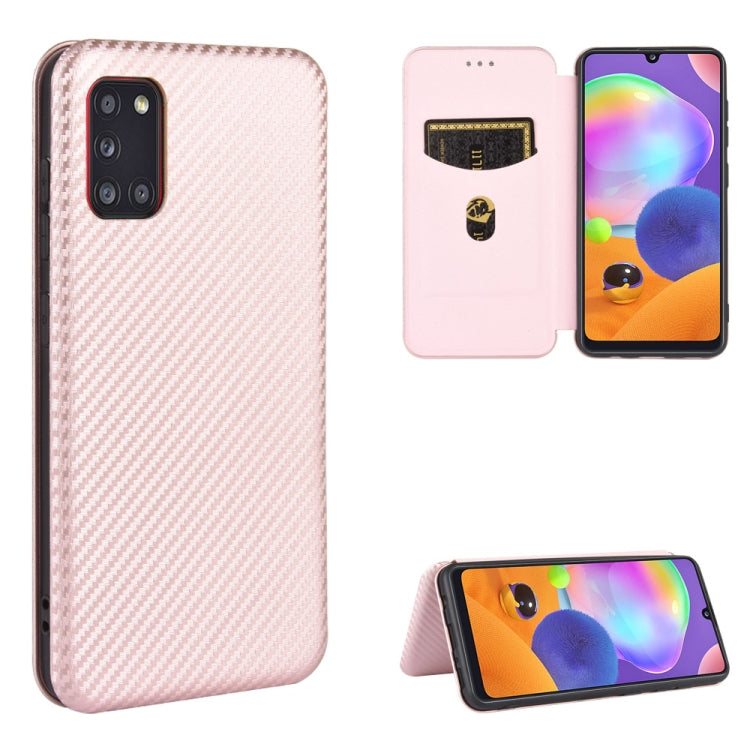 Carbon Fiber Texture Magnetic Horizontal Flip TPU + PC + PU Leather Case with Rope & Card Slot, For Samsung Galaxy A01, For Samsung Galaxy A7(2018) / A750, For Samsung Galaxy A20s, For Samsung Galaxy A21(Eurasian Version), For Samsung Galaxy A31       ...