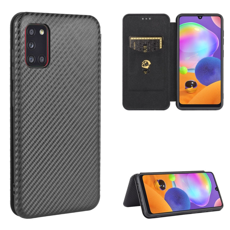 Carbon Fiber Texture Magnetic Horizontal Flip TPU + PC + PU Leather Case with Rope & Card Slot, For Samsung Galaxy A01, For Samsung Galaxy A7(2018) / A750, For Samsung Galaxy A20s, For Samsung Galaxy A21(Eurasian Version), For Samsung Galaxy A31       ...