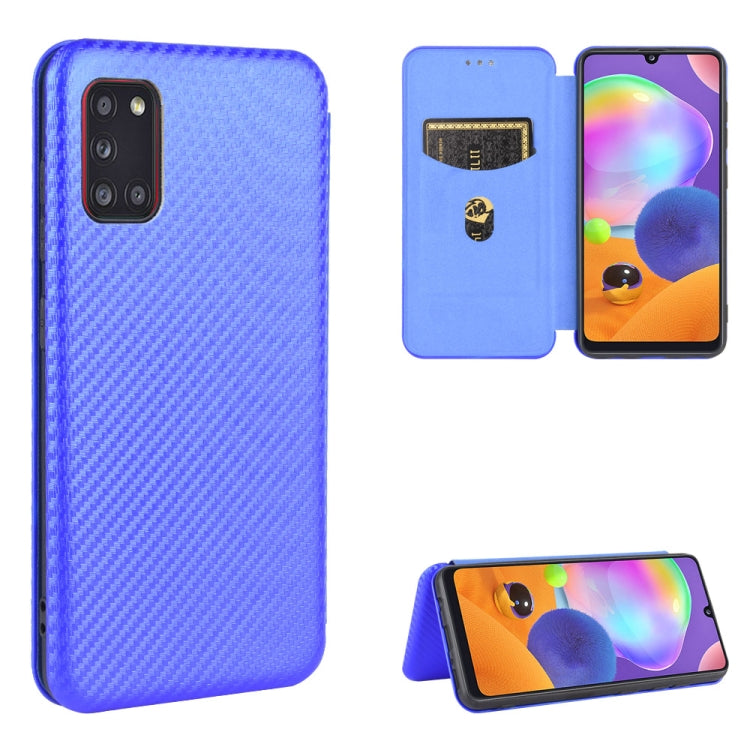 Carbon Fiber Texture Magnetic Horizontal Flip TPU + PC + PU Leather Case with Rope & Card Slot, For Samsung Galaxy A01, For Samsung Galaxy A7(2018) / A750, For Samsung Galaxy A20s, For Samsung Galaxy A21(Eurasian Version), For Samsung Galaxy A31       ...