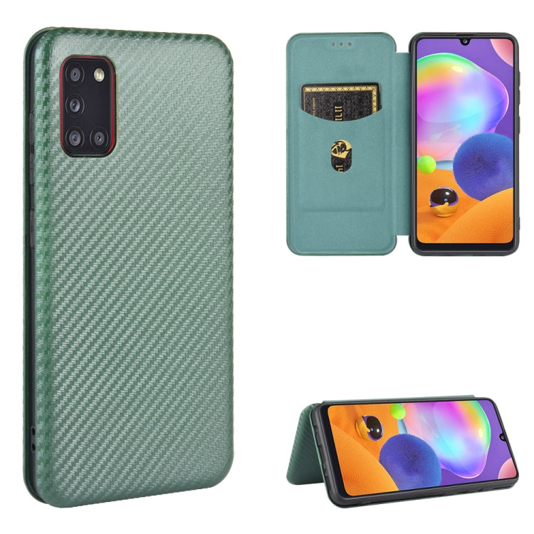 Carbon Fiber Texture Magnetic Horizontal Flip TPU + PC + PU Leather Case with Rope & Card Slot, For Samsung Galaxy A01, For Samsung Galaxy A7(2018) / A750, For Samsung Galaxy A20s, For Samsung Galaxy A21(Eurasian Version), For Samsung Galaxy A31       ...