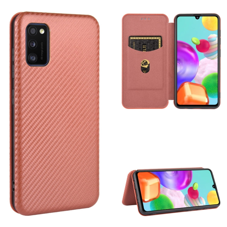 Carbon Fiber Texture Magnetic Horizontal Flip TPU + PC + PU Leather Case with Rope & Card Slot, For Samsung Galaxy A01, For Samsung Galaxy A7(2018) / A750, For Samsung Galaxy A20s, For Samsung Galaxy A21(Eurasian Version), For Samsung Galaxy A31       ...