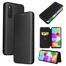 Load image into Gallery viewer, Carbon Fiber Texture Magnetic Horizontal Flip TPU + PC + PU Leather Case with Rope &amp; Card Slot, For Samsung Galaxy A01, For Samsung Galaxy A7(2018) / A750, For Samsung Galaxy A20s, For Samsung Galaxy A21(Eurasian Version), For Samsung Galaxy A31       ...