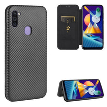 Load image into Gallery viewer, Carbon Fiber Texture Magnetic Horizontal Flip TPU + PC + PU Leather Case with Rope &amp; Card Slot, For Samsung Galaxy A71 5G, For Samsung Galaxy A71, For Samsung Galaxy A90 5G, For Samsung Galaxy A91 / M80s / S10 Lite, For Samsung Galaxy M11              ...