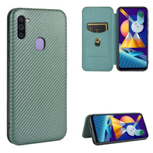 Load image into Gallery viewer, Carbon Fiber Texture Magnetic Horizontal Flip TPU + PC + PU Leather Case with Rope &amp; Card Slot, For Samsung Galaxy A71 5G, For Samsung Galaxy A71, For Samsung Galaxy A90 5G, For Samsung Galaxy A91 / M80s / S10 Lite, For Samsung Galaxy M11              ...