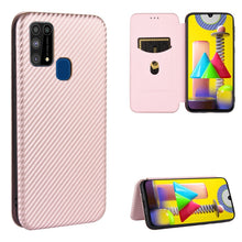 Load image into Gallery viewer, Carbon Fiber Texture Magnetic Horizontal Flip TPU + PC + PU Leather Case with Rope &amp; Card Slot, For Samsung Galaxy A71 5G, For Samsung Galaxy A71, For Samsung Galaxy A90 5G, For Samsung Galaxy A91 / M80s / S10 Lite, For Samsung Galaxy M11              ...