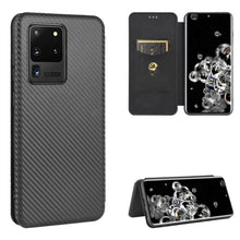 Load image into Gallery viewer, Carbon Fiber Texture Magnetic Horizontal Flip TPU + PC + PU Leather Case with Rope &amp; Card Slot, For Samsung Galaxy S10e, For Samsung Galaxy S20 Ultra