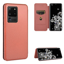 Load image into Gallery viewer, Carbon Fiber Texture Magnetic Horizontal Flip TPU + PC + PU Leather Case with Rope &amp; Card Slot, For Samsung Galaxy S10e, For Samsung Galaxy S20 Ultra