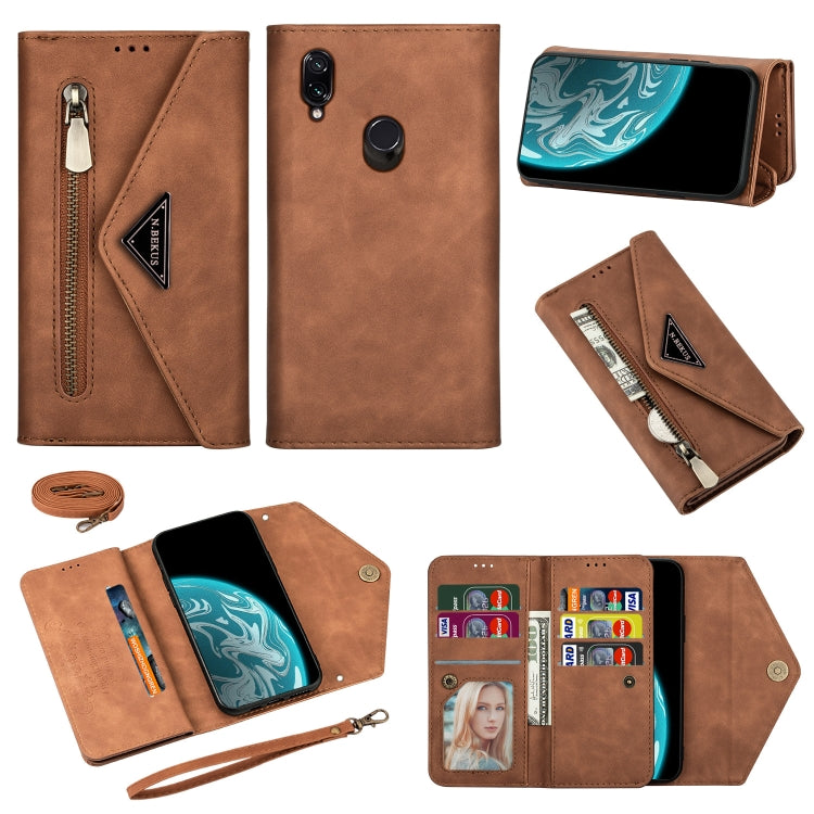 Skin Feel Zipper Horizontal Flip Leather Case with Holder & Card Slots & Photo Frame & Lanyard & Long Rope, For Xiaomi Redmi 8A, For Xiaomi Redmi K30, For Xiaomi Redmi K30 Pro, For Xiaomi Redmi Note 7, For Xiaomi Redmi Note 8 Pro, For Xiaomi Redmi Note...