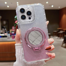 Mirror Holder Glitterr MagSafe Phone Case, For iPhone 16 Pro Max, For iPhone 16 Pro, For iPhone 16 Plus, For iPhone 16, For iPhone 15 Pro Max, For iPhone 15 Pro, For iPhone 15 Plus, For iPhone 15, For iPhone 14 Plus
