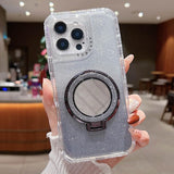 Mirror Holder Glitterr MagSafe Phone Case, For iPhone 16 Pro Max, For iPhone 16 Pro, For iPhone 16 Plus, For iPhone 16, For iPhone 15 Pro Max, For iPhone 15 Pro, For iPhone 15 Plus, For iPhone 15, For iPhone 14 Plus