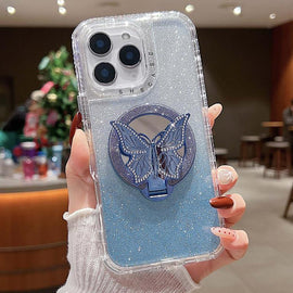 Mirror Butterfly Holder Glitterr MagSafe Phone Case, For iPhone 11 Pro Max, For iPhone 11