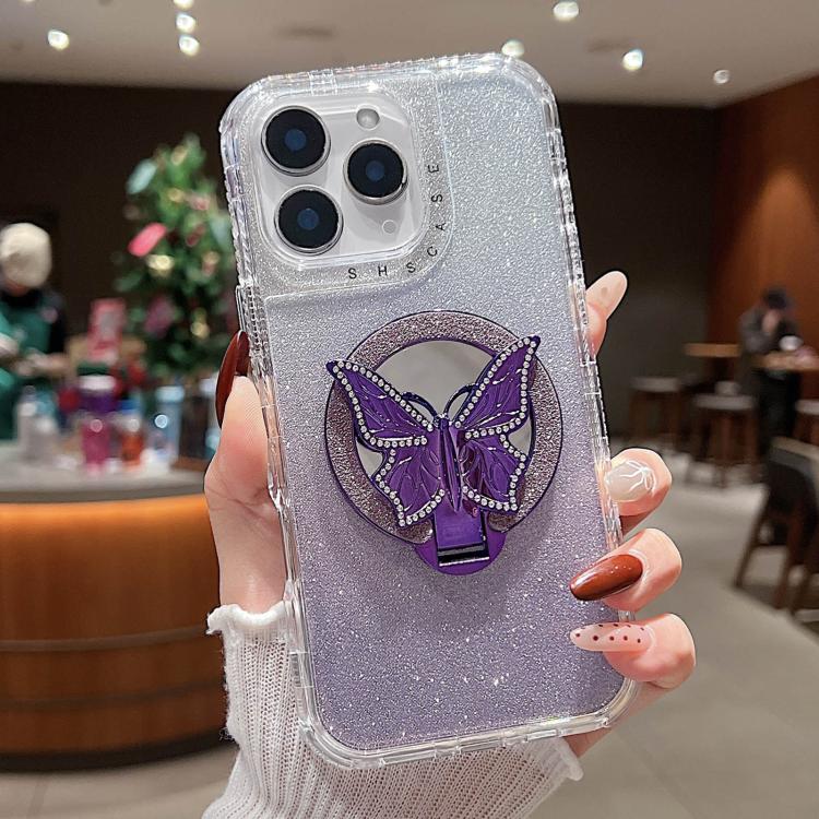 Mirror Butterfly Holder Glitterr MagSafe Phone Case, For iPhone 11 Pro Max, For iPhone 11