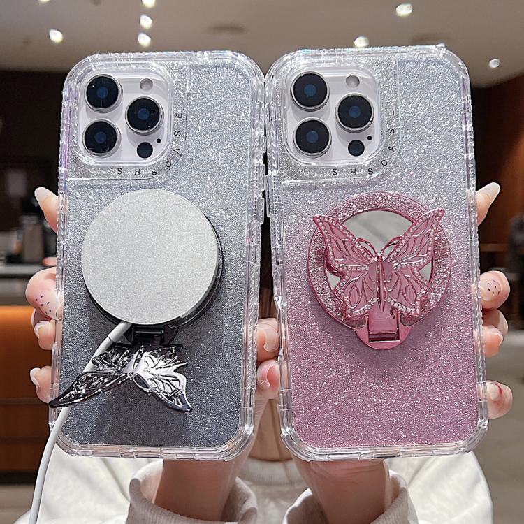 Mirror Butterfly Holder Glitterr MagSafe Phone Case, For iPhone 11 Pro Max, For iPhone 11