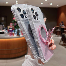 Load image into Gallery viewer, Mirror Butterfly Holder Glitterr MagSafe Phone Case, For iPhone 11 Pro Max, For iPhone 11