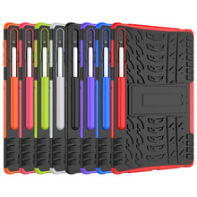 Load image into Gallery viewer, Tire Texture Shockproof TPU + PC Protective Case with Holder, For Samsung Galaxy Tab S7 Lite T730 / T735 &amp; S7+ T970 / T976B