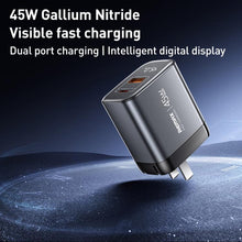 Load image into Gallery viewer, REMAX U2-AC 45W USB and Type-C GaN Digital Display Fast Charger, EU Plug, UK Plug