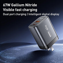 Load image into Gallery viewer, REMAX U2-AC 67W USB and Type-C GaN Digital Display Fast Charger, EU Plug, UK Plug