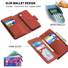 Load image into Gallery viewer, Skin Feel Detachable Magnetic Zipper Horizontal Flip PU Leather Case with Multi-Card Slots &amp; Holder &amp; Wallet &amp; Photo Frame &amp; Lanyard, For iPhone XR, For iPhone 8 Plus, For iPhone 11, For Xiaomi Redmi 9, For Xiaomi Redmi Note 9