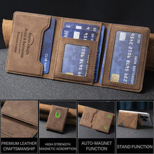 Load image into Gallery viewer, Prismatic Leather Horizontal Magnetic Wallet Card Bag Case