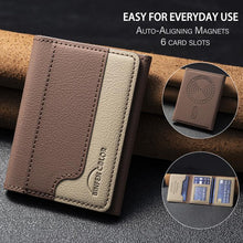 Load image into Gallery viewer, Color Matching Leather Horizontal Magnetic Wallet Card Bag Case
