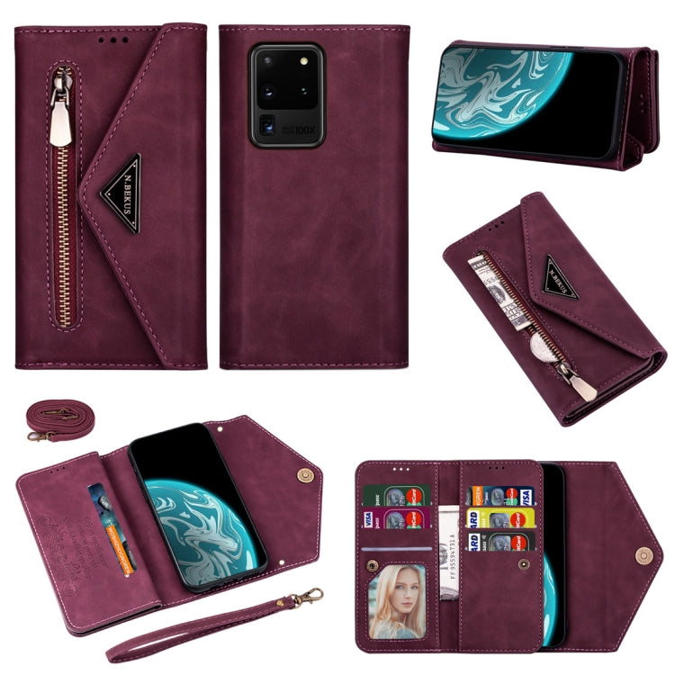 Skin Feel Zipper Horizontal Flip Leather Case with Holder & Card Slots & Photo Frame & Lanyard & Long Rope, For Samsung Galaxy Note20, For Samsung Galaxy Note20 Ultra, For Samsung Galaxy S20, For Samsung Galaxy S20+, For Samsung Galaxy S20 Ultra       ...