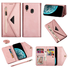 Load image into Gallery viewer, Skin Feel Zipper Horizontal Flip Leather Case with Holder &amp; Card Slots &amp; Photo Frame &amp; Lanyard &amp; Long Rope, For Samsung Galaxy A10 / M10, For Samsung Galaxy A20 / A30 / M10s, For Samsung Galaxy A20e / A10e, For Samsung Galaxy A20s, For Samsung Galaxy A...