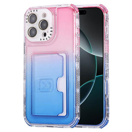 Gradient Color TPU + PC Card Slot Full Coverage Phone Case, For iPhone 16 Pro Max, For iPhone 16 Pro, For iPhone 16 Plus, For iPhone 16, For iPhone 15 Pro Max, For iPhone 15 Plus, For iPhone 15, For iPhone 14 Pro Max