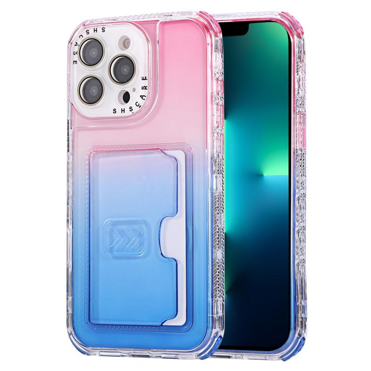 Gradient Color TPU + PC Card Slot Full Coverage Phone Case, For iPhone 13 Pro Max, For iPhone 13 / 14, For iPhone 12 Pro Max