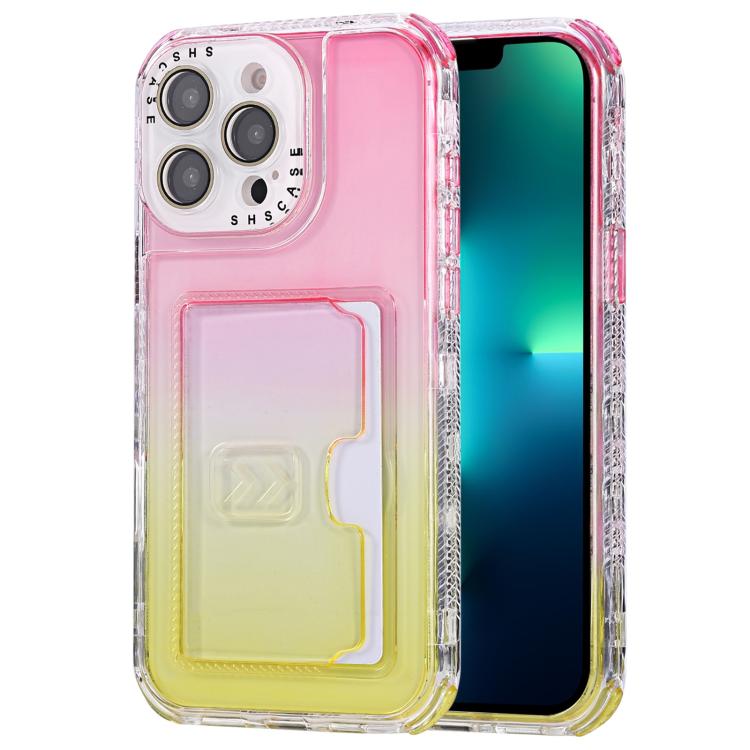 Gradient Color TPU + PC Card Slot Full Coverage Phone Case, For iPhone 13 Pro Max, For iPhone 13 / 14, For iPhone 12 Pro Max
