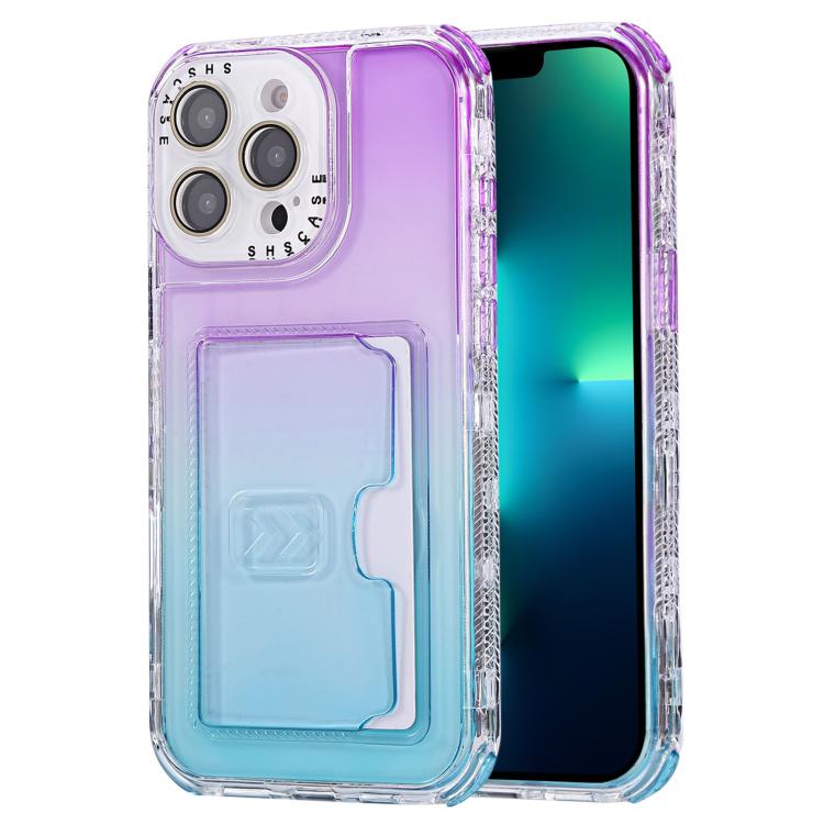 Gradient Color TPU + PC Card Slot Full Coverage Phone Case, For iPhone 13 Pro Max, For iPhone 13 / 14, For iPhone 12 Pro Max
