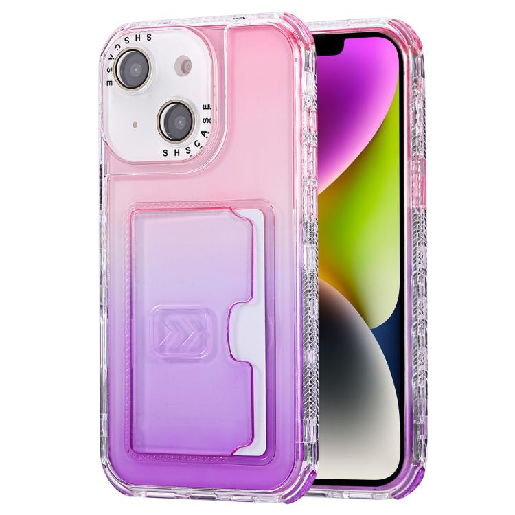 Gradient Color TPU + PC Card Slot Full Coverage Phone Case, For iPhone 13 Pro Max, For iPhone 13 / 14, For iPhone 12 Pro Max