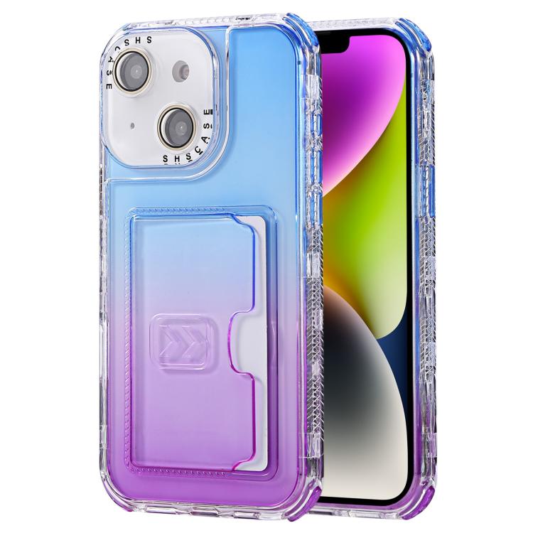 Gradient Color TPU + PC Card Slot Full Coverage Phone Case, For iPhone 13 Pro Max, For iPhone 13 / 14, For iPhone 12 Pro Max