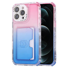 Load image into Gallery viewer, Gradient Color TPU + PC Card Slot Full Coverage Phone Case, For iPhone 13 Pro Max, For iPhone 13 / 14, For iPhone 12 Pro Max