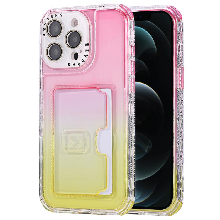Gradient Color TPU + PC Card Slot Full Coverage Phone Case, For iPhone 13 Pro Max, For iPhone 13 / 14, For iPhone 12 Pro Max