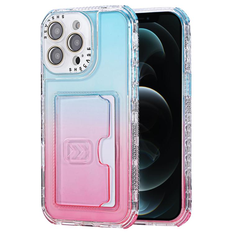 Gradient Color TPU + PC Card Slot Full Coverage Phone Case, For iPhone 13 Pro Max, For iPhone 13 / 14, For iPhone 12 Pro Max
