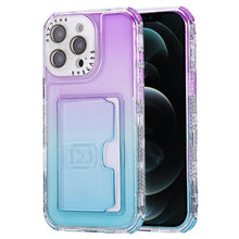 Load image into Gallery viewer, Gradient Color TPU + PC Card Slot Full Coverage Phone Case, For iPhone 13 Pro Max, For iPhone 13 / 14, For iPhone 12 Pro Max
