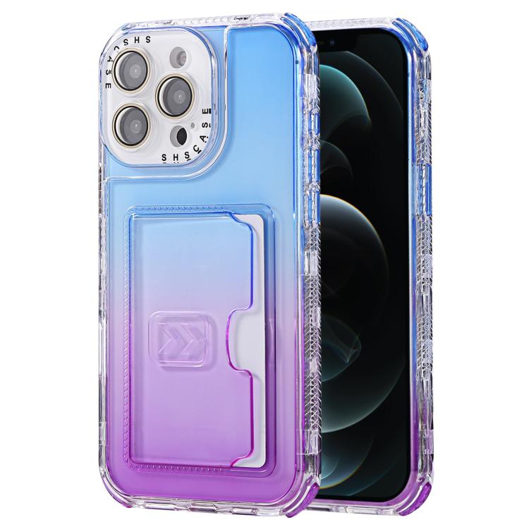 Gradient Color TPU + PC Card Slot Full Coverage Phone Case, For iPhone 13 Pro Max, For iPhone 13 / 14, For iPhone 12 Pro Max