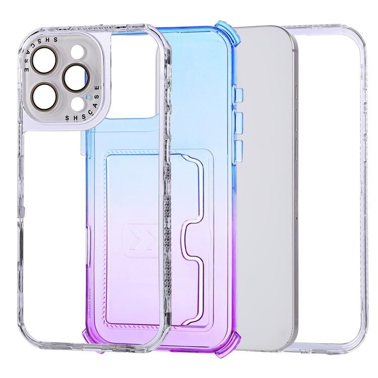 Gradient Color TPU + PC Card Slot Full Coverage Phone Case, For iPhone 13 Pro Max, For iPhone 13 / 14, For iPhone 12 Pro Max