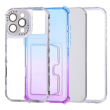 Load image into Gallery viewer, Gradient Color TPU + PC Card Slot Full Coverage Phone Case, For iPhone 13 Pro Max, For iPhone 13 / 14, For iPhone 12 Pro Max