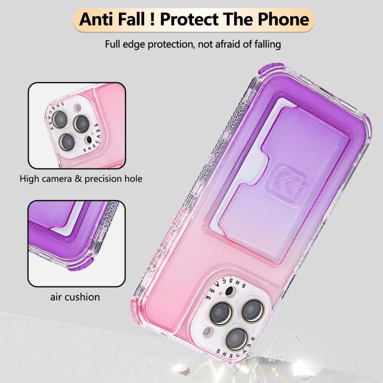 Gradient Color TPU + PC Card Slot Full Coverage Phone Case, For iPhone 13 Pro Max, For iPhone 13 / 14, For iPhone 12 Pro Max