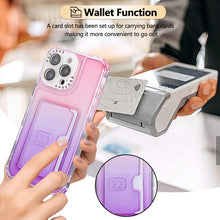 Load image into Gallery viewer, Gradient Color TPU + PC Card Slot Full Coverage Phone Case, For iPhone 13 Pro Max, For iPhone 13 / 14, For iPhone 12 Pro Max