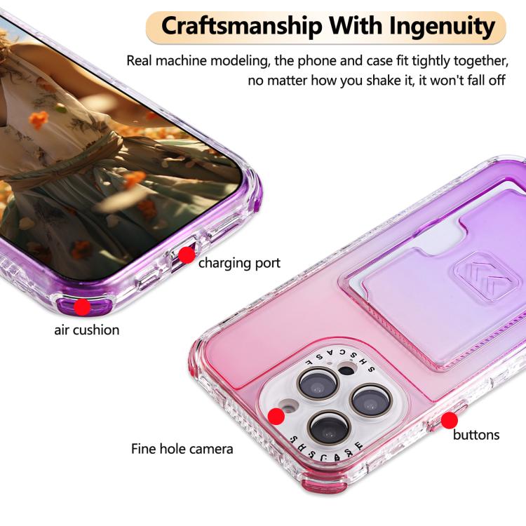 Gradient Color TPU + PC Card Slot Full Coverage Phone Case, For iPhone 13 Pro Max, For iPhone 13 / 14, For iPhone 12 Pro Max