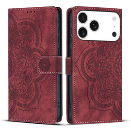 Mandala Embossed Retro Frosted Leather Phone Case, For iPhone 18 Pro / 17 Pro, For iPhone 18 Pro Max / 17 Pro Max, For iPhone 17e / 16e, For iPhone 17, For iPhone Air, For iPhone 16 Pro Max, For iPhone 16 Pro, For iPhone 16 Plus, For iPhone 16