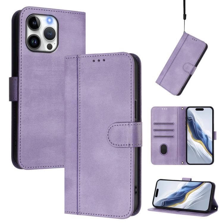 Line Splicing Buckle Retro Leather Phone Case, For iPhone 16 Pro, For iPhone 16 Plus, For iPhone 16, For iPhone 15 Pro Max, For iPhone 15 Pro, For iPhone 15 Plus