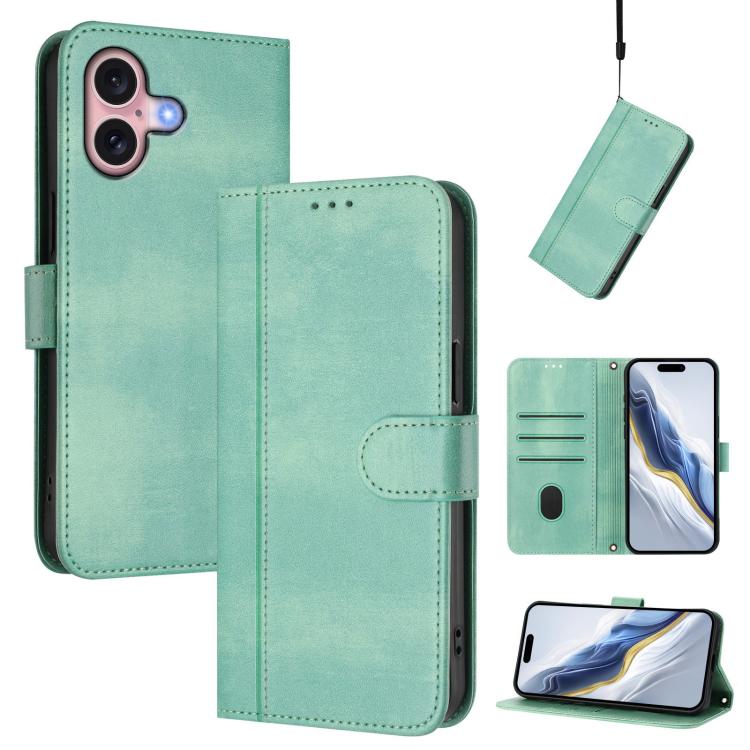 Line Splicing Buckle Retro Leather Phone Case, For iPhone 16 Pro, For iPhone 16 Plus, For iPhone 16, For iPhone 15 Pro Max, For iPhone 15 Pro, For iPhone 15 Plus
