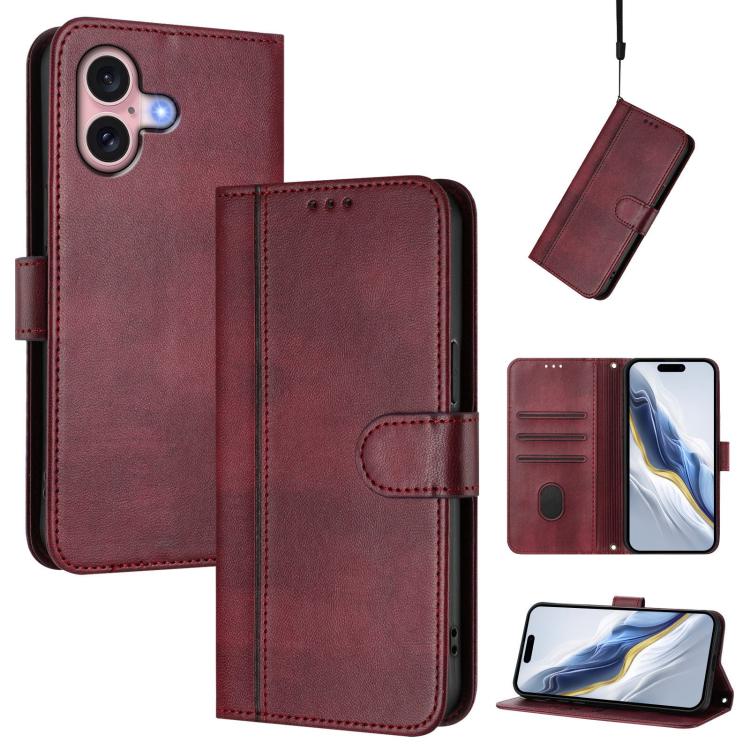 Line Splicing Buckle Retro Leather Phone Case, For iPhone 16 Pro, For iPhone 16 Plus, For iPhone 16, For iPhone 15 Pro Max, For iPhone 15 Pro, For iPhone 15 Plus